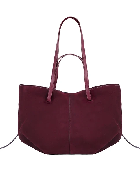 Женская сумка тоут замшевая бордовая - фото 1 - Miraton