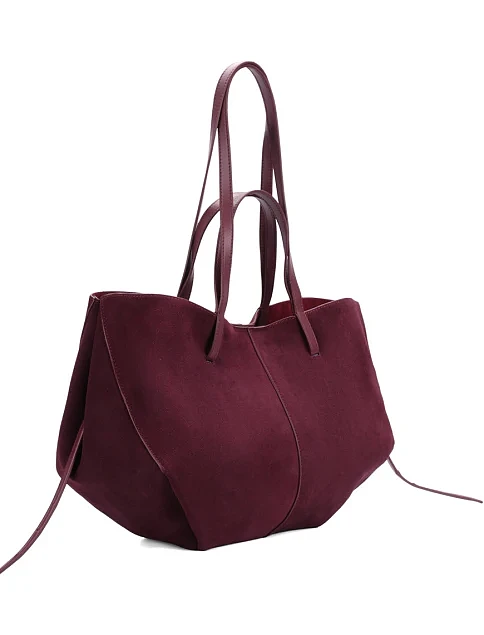 Женская сумка тоут замшевая бордовая - фото 3 - Miraton