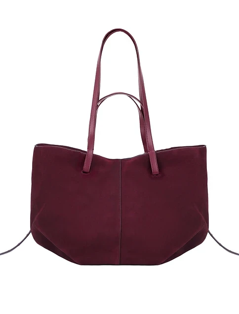 Женская сумка тоут замшевая бордовая - фото 4 - Miraton