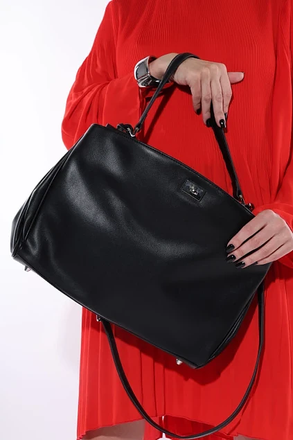 Женская сумка кожаная черная - фото 2 - Miraton