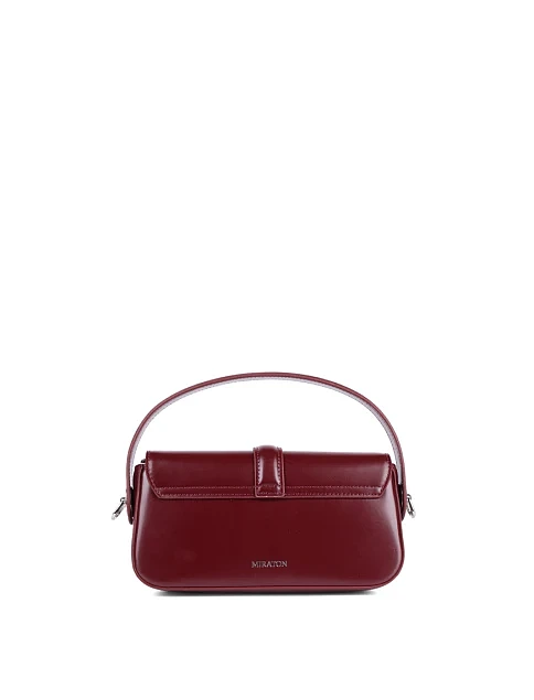 Женская сумка через плечо MIRATON кожаная бордовая - фото 3 - Miraton