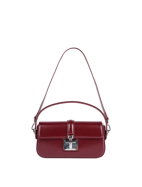 Женская сумка через плечо MIRATON кожаная бордовая - фото 7 - Miraton