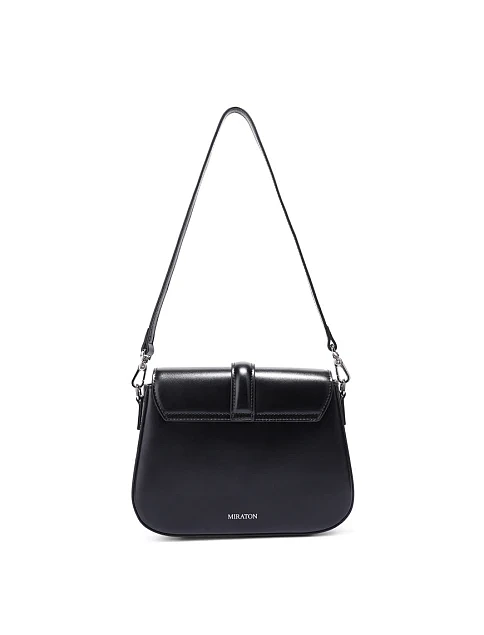 Женская сумка кросс-боди кожаная черная - фото 3 - Miraton