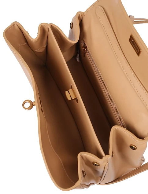 Женская сумка через плечо кожаная бежевая - фото 5 - Miraton