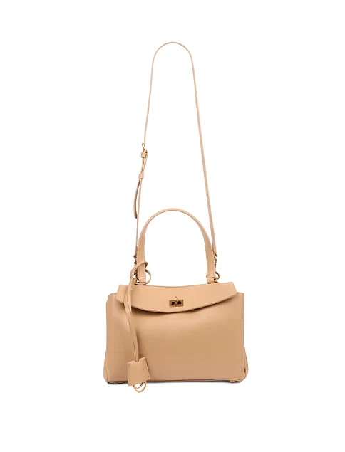 Женская сумка через плечо кожаная бежевая - фото 6 - Miraton