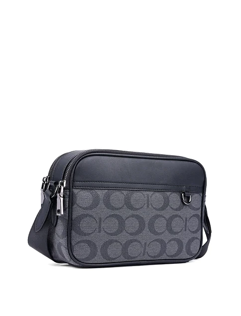 Мужская сумка кросс-боди кожаная черная - фото 2 - Miraton