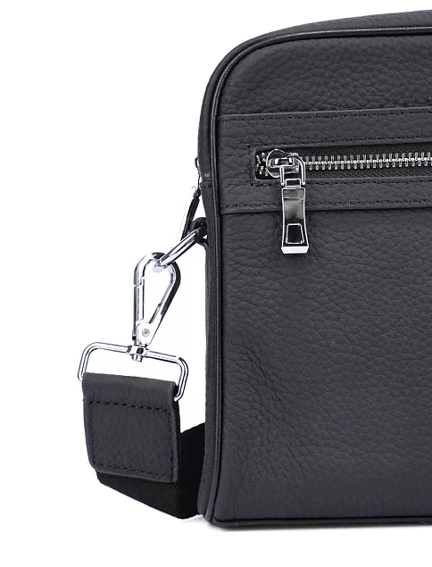 Мужская сумка кросс-боди кожаная черная - фото 4 - Miraton