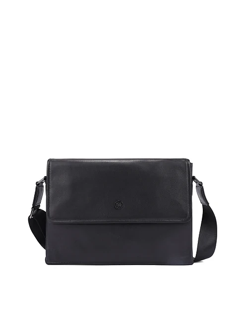 Мужская сумка мессенджер кожаная черная - фото 1 - Miraton