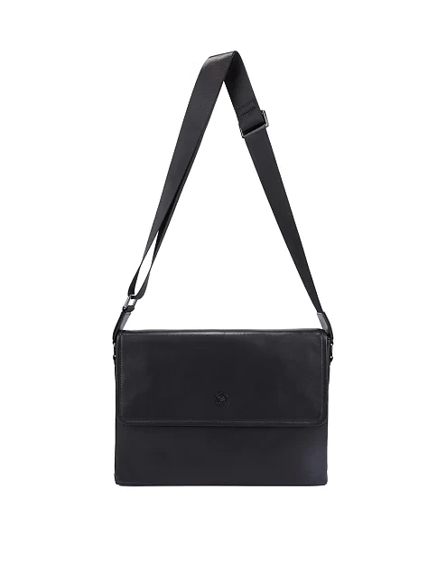 Мужская сумка мессенджер кожаная черная - фото 4 - Miraton