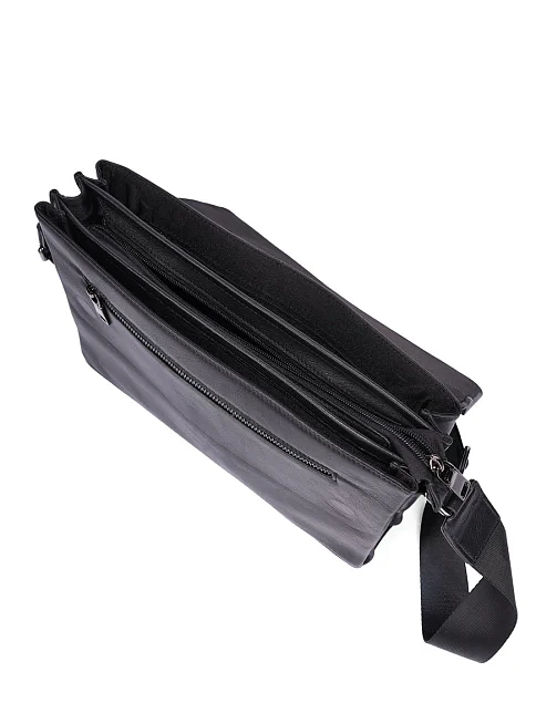 Мужская сумка мессенджер кожаная черная - фото 6 - Miraton