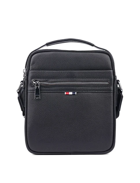 Мужская сумка через плечо кожаная черная - фото 1 - Miraton