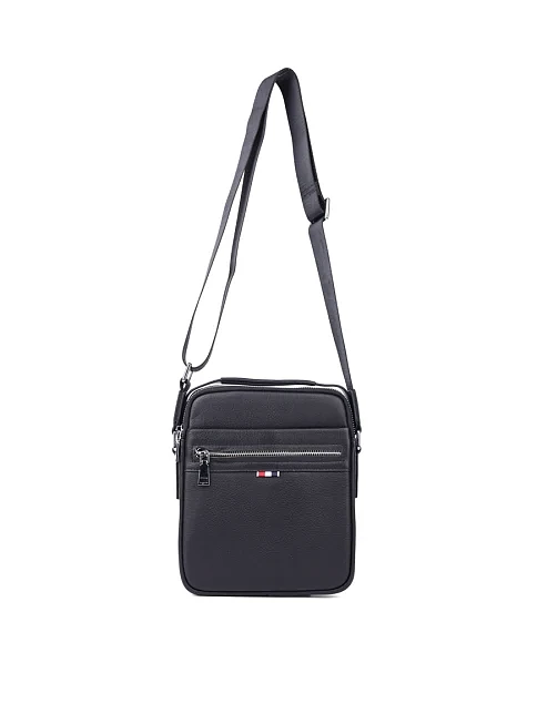 Мужская сумка через плечо кожаная черная - фото 4 - Miraton