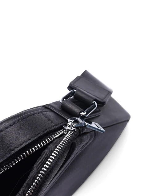 Мужская сумка через плечо кожаная черная - фото 5 - Miraton