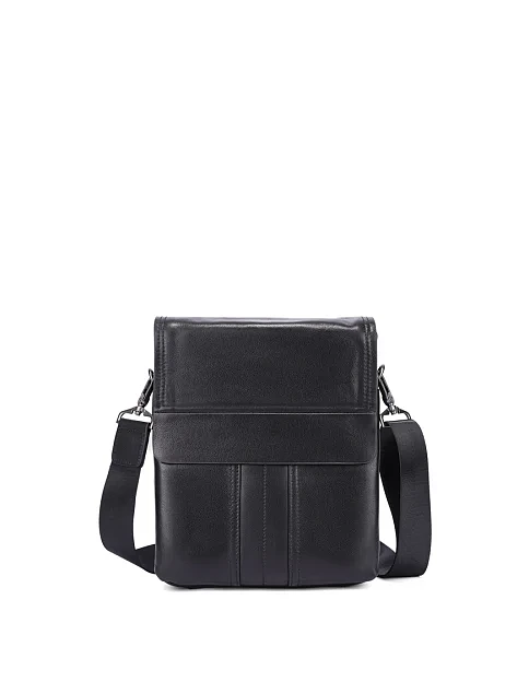 Мужская сумка мессенджер кожаная черная - фото 1 - Miraton