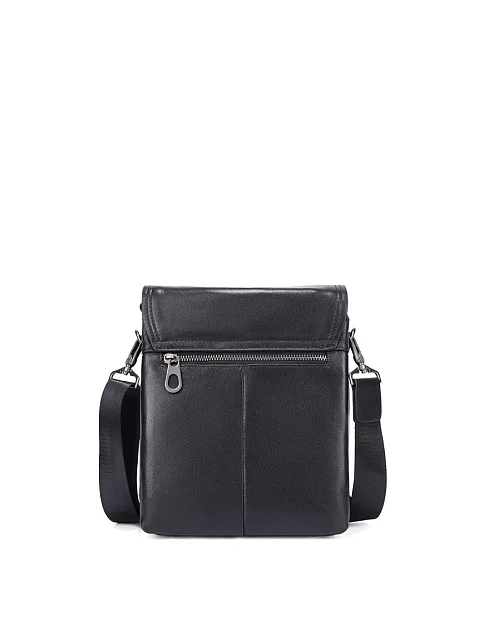 Мужская сумка мессенджер кожаная черная - фото 3 - Miraton