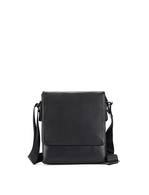 Мужская сумка мессенджер кожаная черная - фото 1 - Miraton