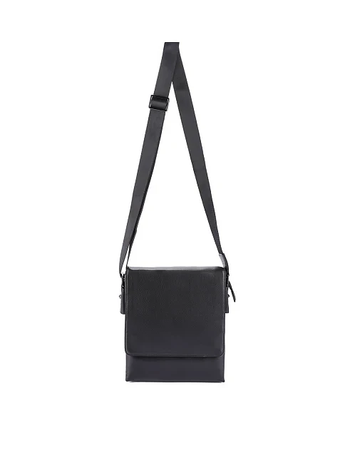 Мужская сумка мессенджер кожаная черная - фото 4 - Miraton