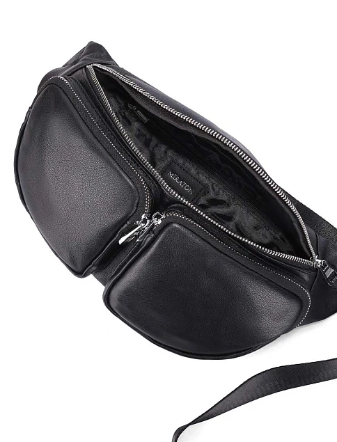 Мужская сумка кожаная черная - фото 5 - Miraton