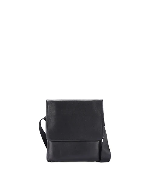 Мужская сумка мессенджер кожаная черная - фото 1 - Miraton