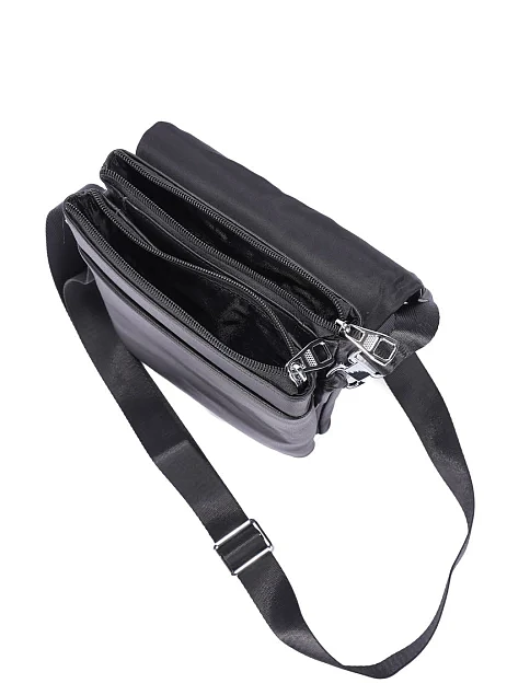 Мужская сумка мессенджер кожаная черная - фото 4 - Miraton