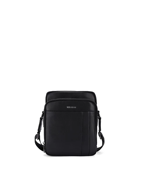 Чоловіча сумка через плече шкіряна чорна - фото 1 - Miraton