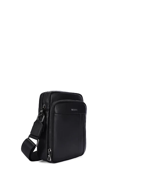 Чоловіча сумка через плече шкіряна чорна - фото 2 - Miraton