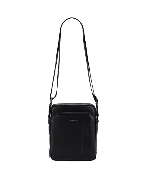 Чоловіча сумка через плече шкіряна чорна - фото 6 - Miraton