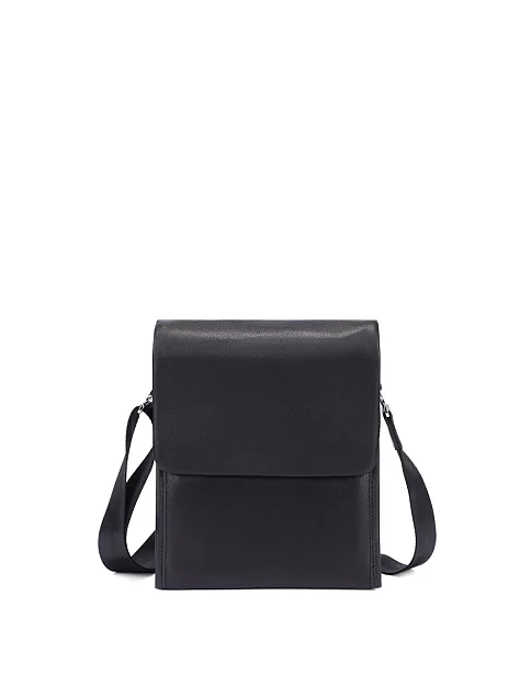 Мужская сумка мессенджер кожаная черная - фото 1 - Miraton