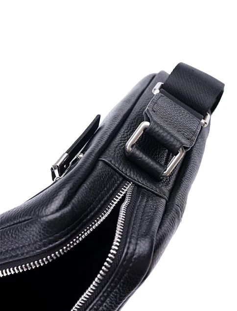 Мужская сумка через плечо кожаная черная - фото 5 - Miraton