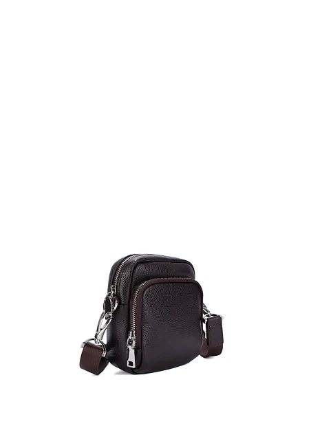 Мужская сумка кросс-боди кожаная коричневая - фото 2 - Miraton