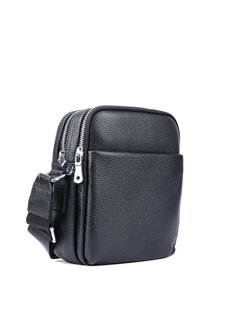 Мужская сумка через плечо кожаная черная - фото 2 - Miraton