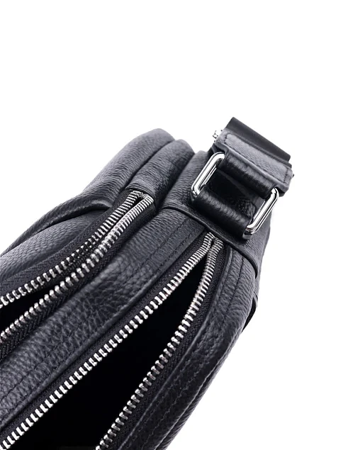 Мужская сумка через плечо кожаная черная - фото 5 - Miraton