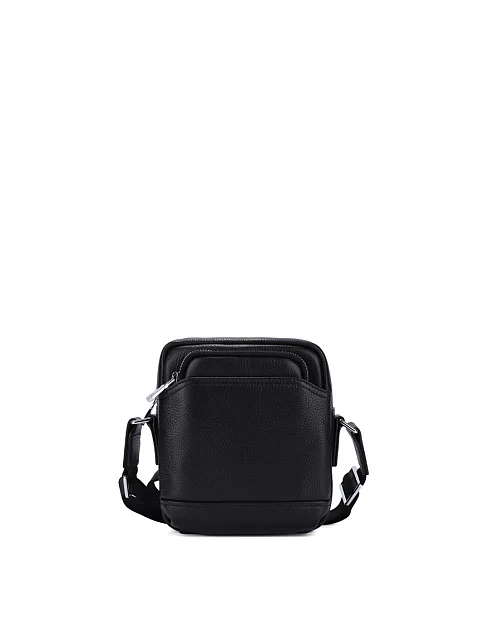 Мужская сумка через плечо кожаная черная - фото 1 - Miraton