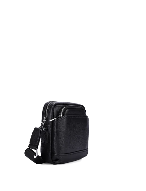 Мужская сумка через плечо кожаная черная - фото 2 - Miraton