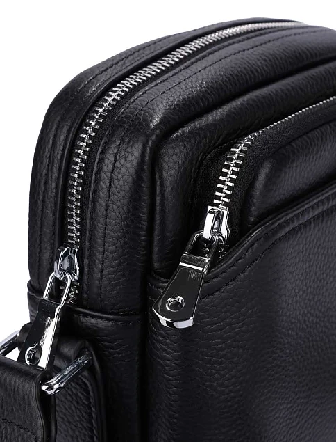 Мужская сумка через плечо кожаная черная - фото 4 - Miraton