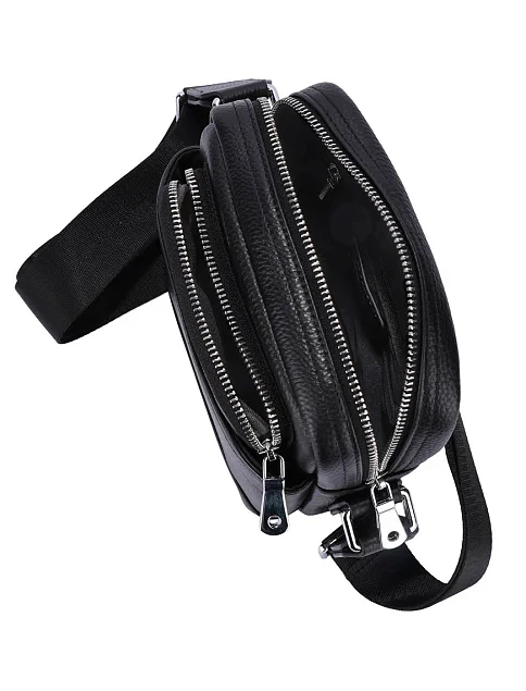 Мужская сумка через плечо кожаная черная - фото 5 - Miraton