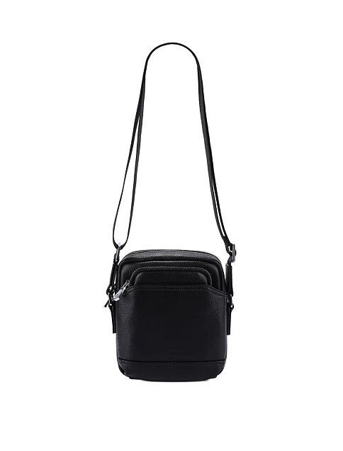 Мужская сумка через плечо кожаная черная - фото 6 - Miraton