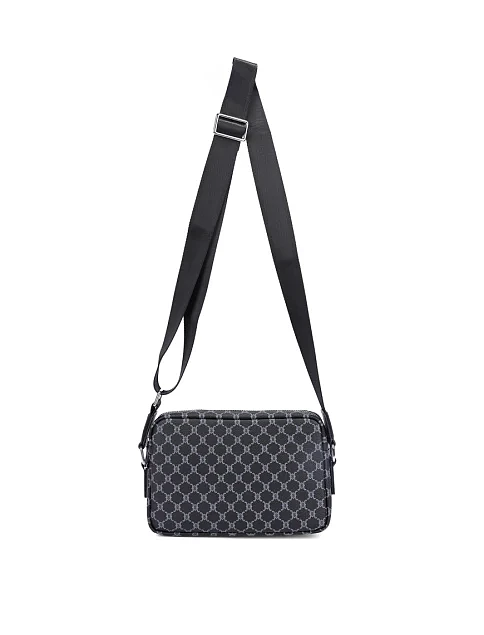 Мужская сумка через плечо из экокожи черная - фото 4 - Miraton