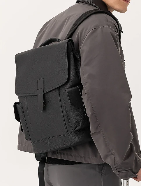 Чоловічий рюкзак шкіряний чорний - фото 2 - Miraton