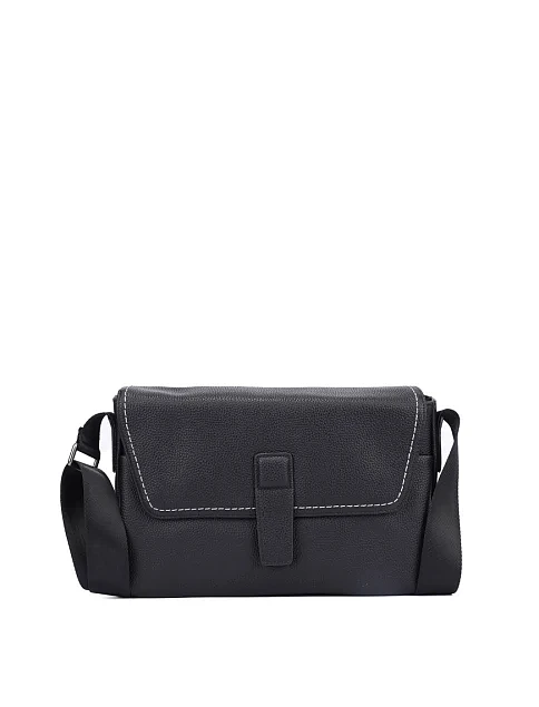 Мужская сумка кросс-боди кожаная черная - фото 1 - Miraton