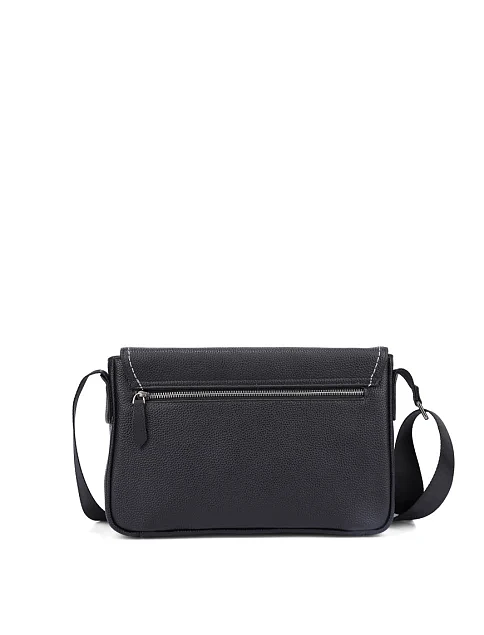 Мужская сумка кросс-боди кожаная черная - фото 3 - Miraton