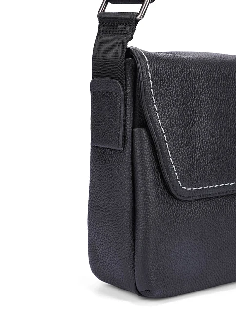 Мужская сумка кросс-боди кожаная черная - фото 4 - Miraton
