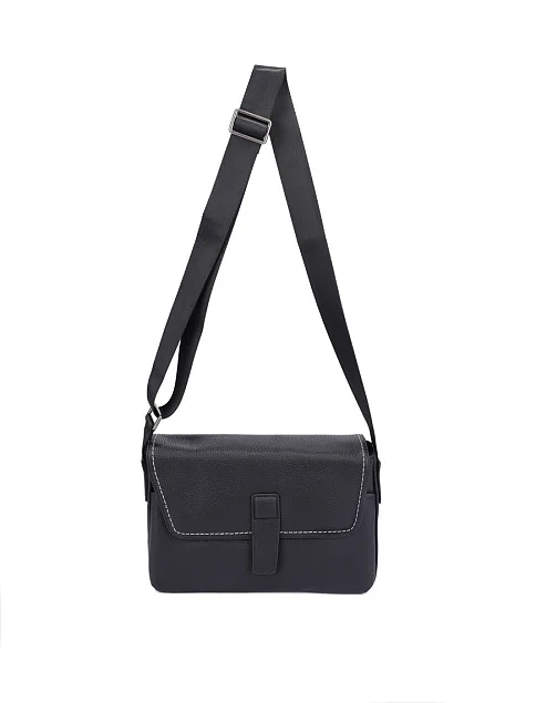 Мужская сумка кросс-боди кожаная черная - фото 6 - Miraton