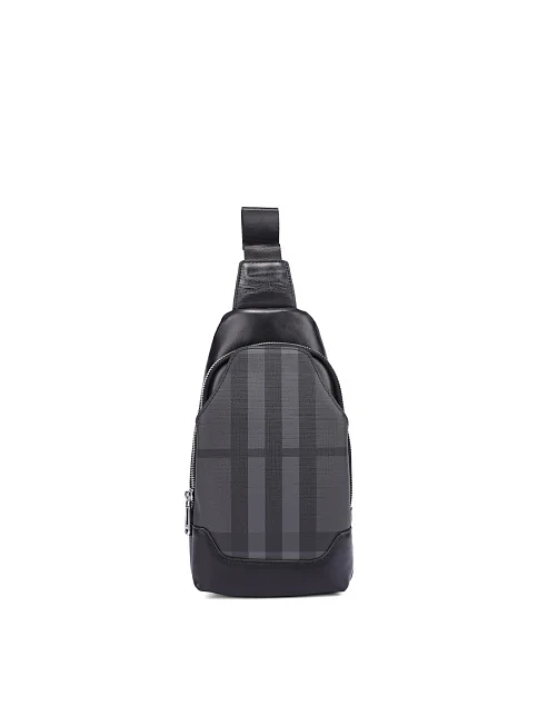 Мужская сумка кожаная черно-синяя - фото 1 - Miraton