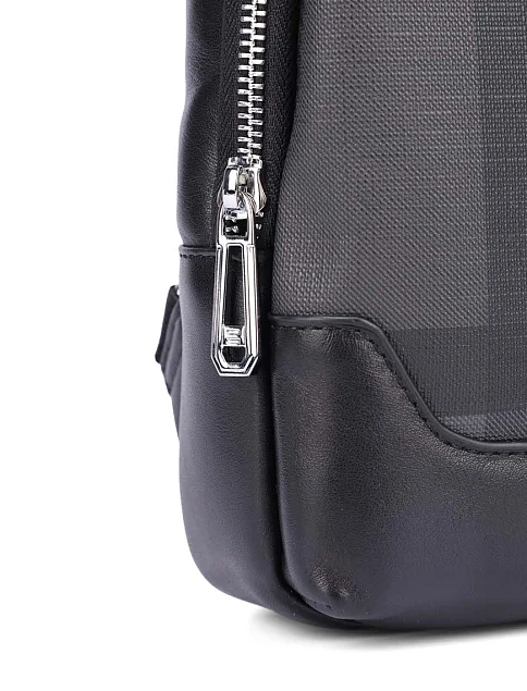 Мужская сумка кожаная черно-синяя - фото 4 - Miraton