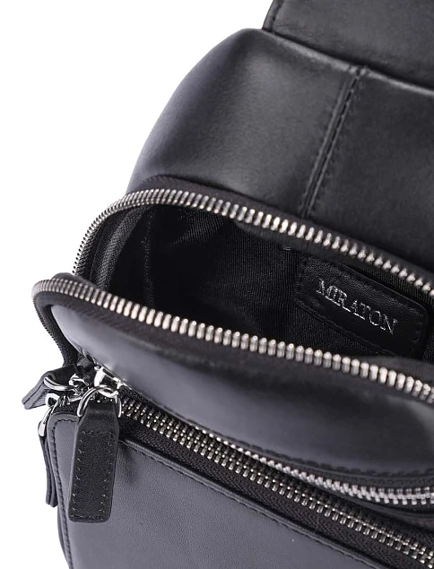 Мужская сумка кожаная черная - фото 5 - Miraton