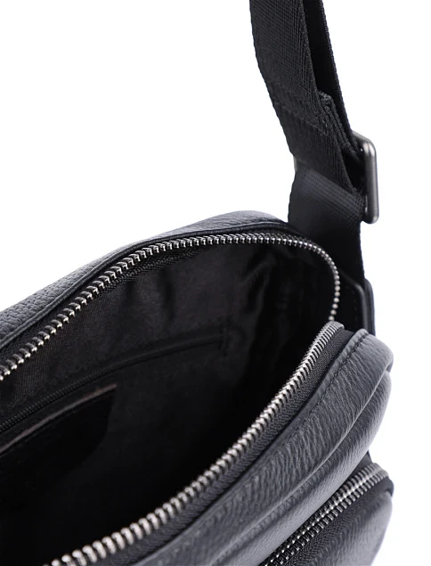 Мужская сумка через плечо кожаная черная - фото 5 - Miraton