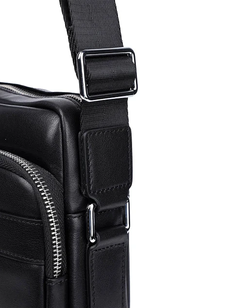 Мужская сумка мессенджер кожаная черная - фото 4 - Miraton