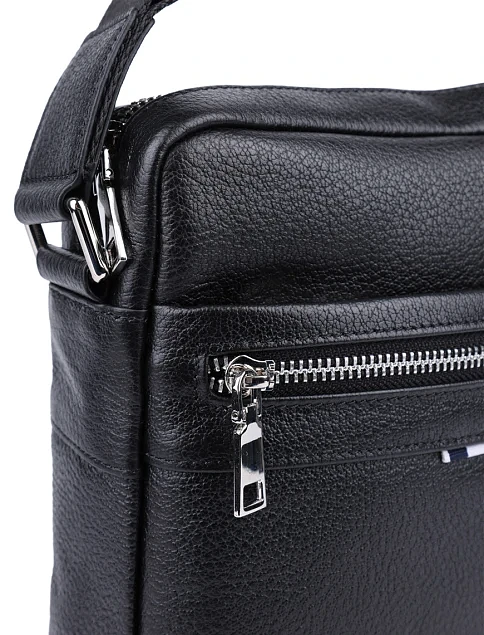 Мужская сумка мессенджер кожаная черная - фото 4 - Miraton