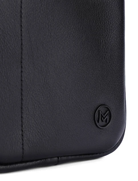 Мужская сумка кросс-боди кожаная черная - фото 4 - Miraton